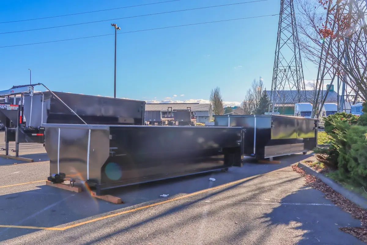Roll-off dumpster ready for waste disposal at job site for 15 Yard Dumpster Rental in Mount Prospect